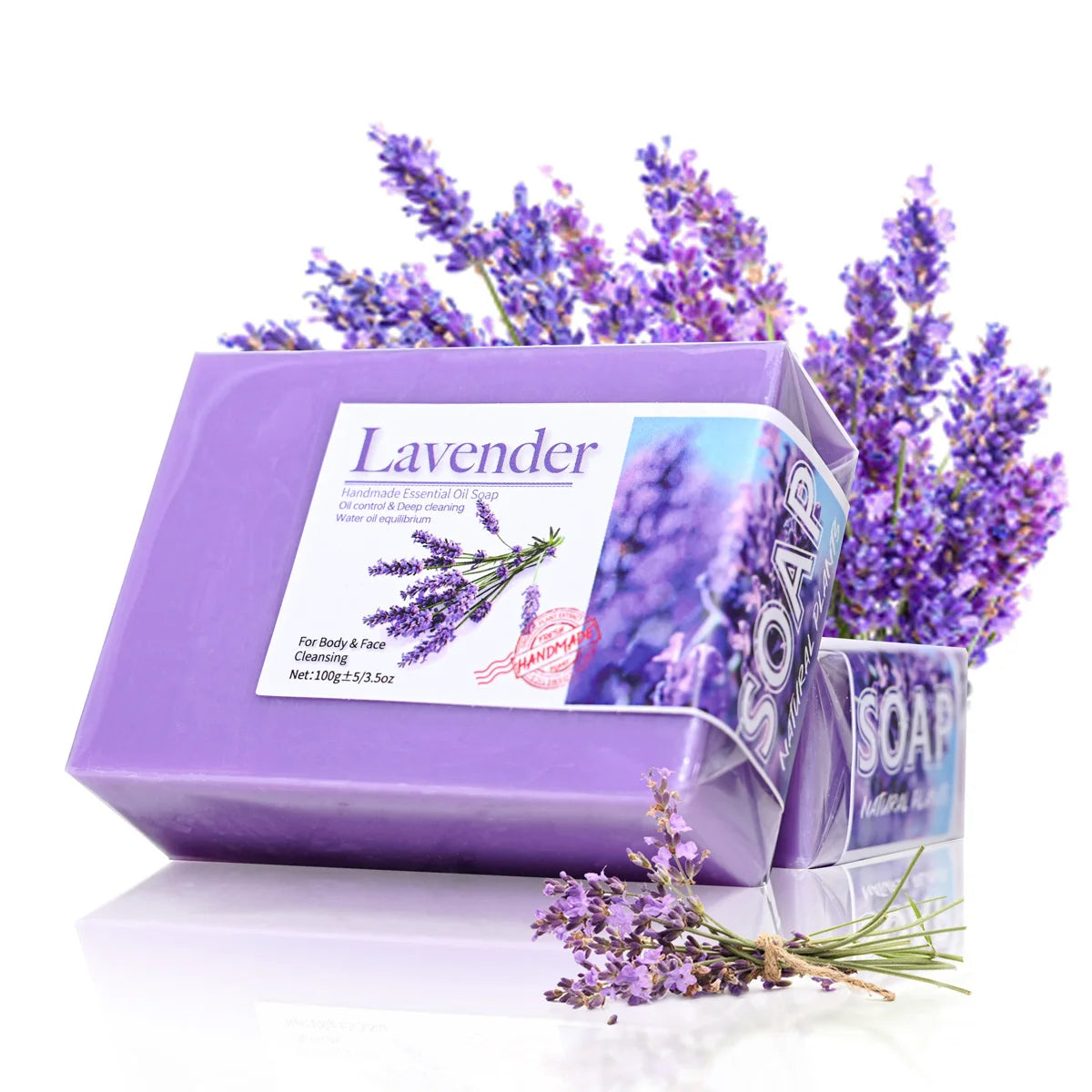 Soap - Natural Organic Lavender Essential Oil Soap Handmade, Refreshing, Oil Control, Bath Soap