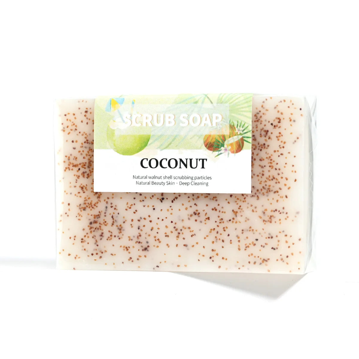 Soap - Natural Coconut Milk Soap with Frosted Particles, Bright White Essential Oil, Hand Made Soap, Hand Moisturizing, 100% Organic