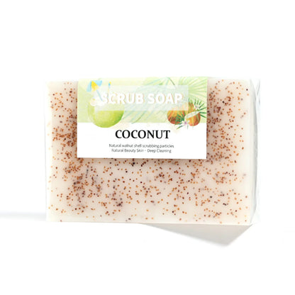 Soap - Natural Coconut Milk Soap with Frosted Particles, Bright White Essential Oil, Hand Made Soap, Hand Moisturizing, 100% Organic