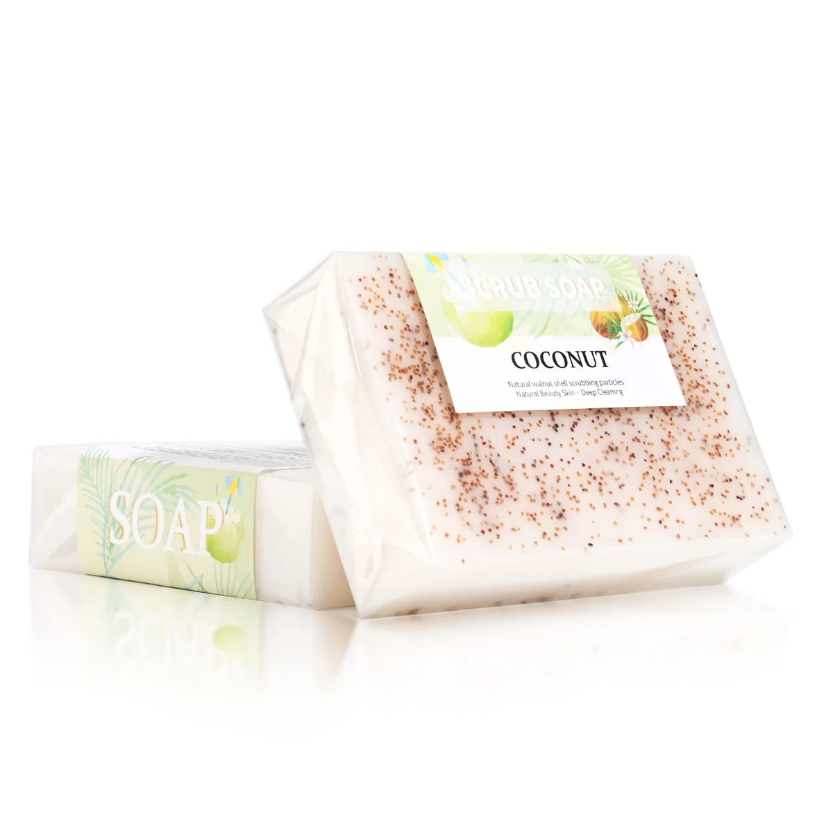Soap - Natural Coconut Milk Soap with Frosted Particles, Bright White Essential Oil, Hand Made Soap, Hand Moisturizing, 100% Organic