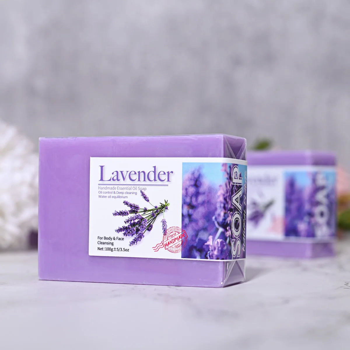 Soap - Natural Organic Lavender Essential Oil Soap Handmade, Refreshing, Oil Control, Bath Soap