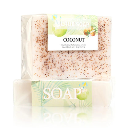 Soap - Natural Coconut Milk Soap with Frosted Particles, Bright White Essential Oil, Hand Made Soap, Hand Moisturizing, 100% Organic