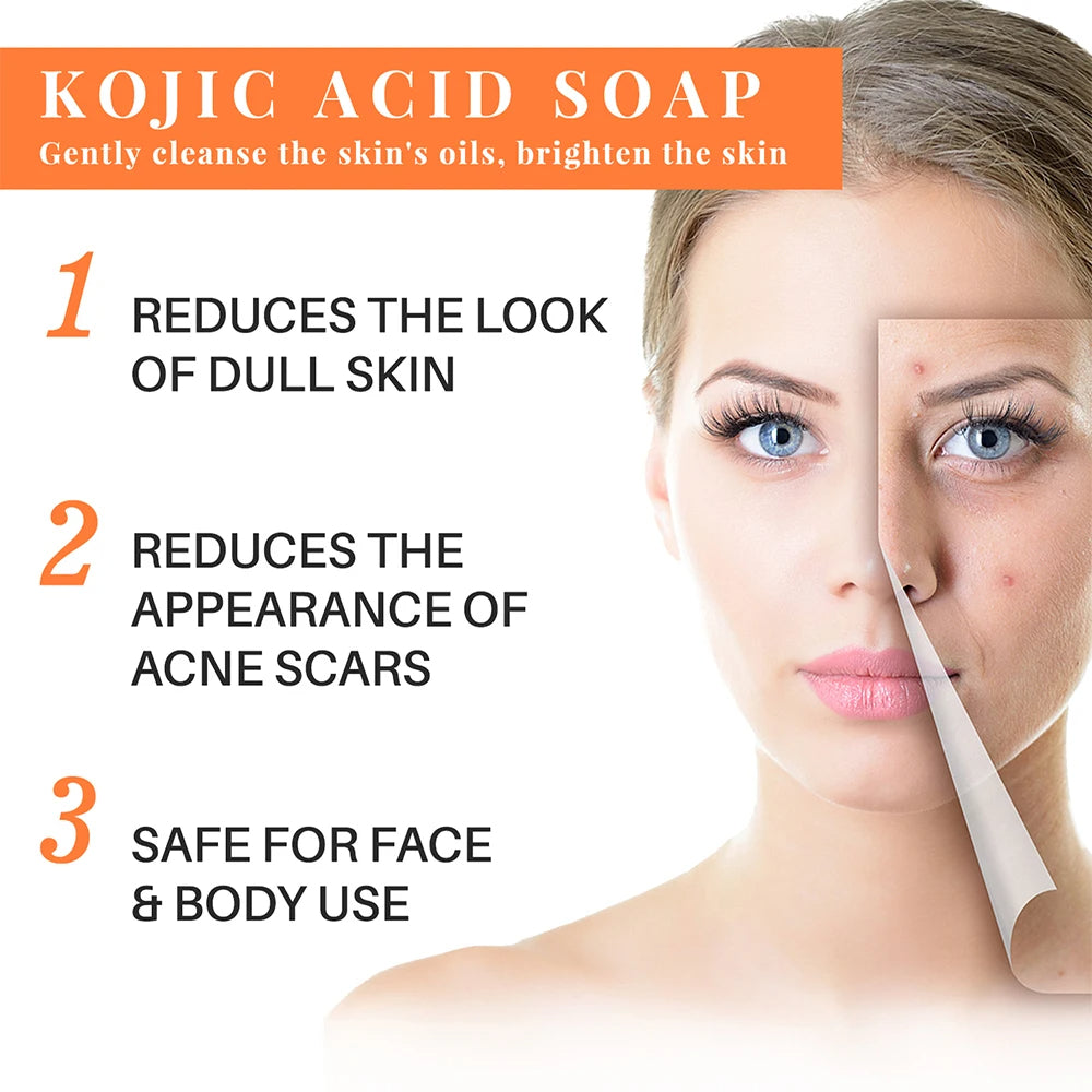 Soap - Two Pcs Handmade Kojic Acid Soap Natural Mild Non-irritating Brightening Skin ExfoliatorFace Cleansing Whitening Soap