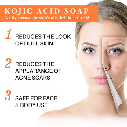 Soap - Two Pcs Handmade Kojic Acid Soap Natural Mild Non-irritating Brightening Skin ExfoliatorFace Cleansing Whitening Soap