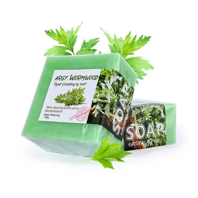 Soap - Handmade Natural Goat Milk Silk Wormwood Soap with Aloe Ginseng Ginger Papaya Strawberry Lemon - Facial & Bath Natural Soap