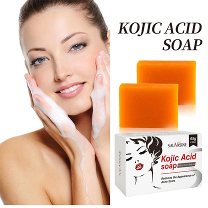 Soap - Two Pcs Handmade Kojic Acid Soap Natural Mild Non-irritating Brightening Skin ExfoliatorFace Cleansing Whitening Soap