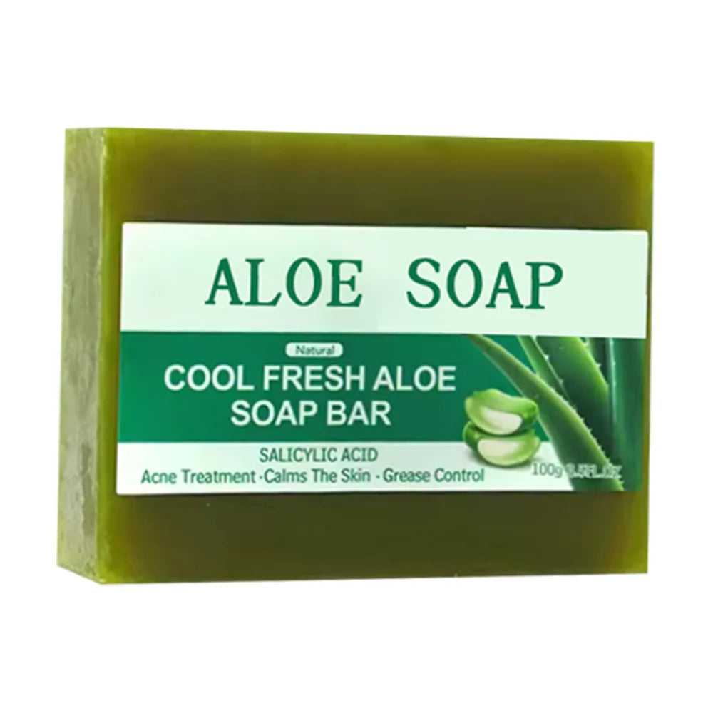 Soap - One & Two pcs Natural Aloe Vera Soap Acne Treatment Handmade Soap for Face & Body, Calming Grease Control Cleansing Soap