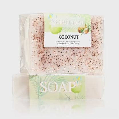 Soap - Natural Coconut Milk Soap with Frosted Particles, Bright White Essential Oil, Hand Made Soap, Hand Moisturizing, 100% Organic